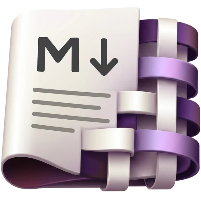 PaperLoom logo: a Markdown page woven with ivory and purple ribbons